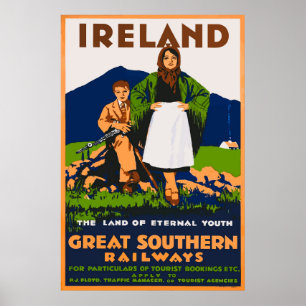 Póster Irlanda Great Southern Railways Vintage Travel Pos