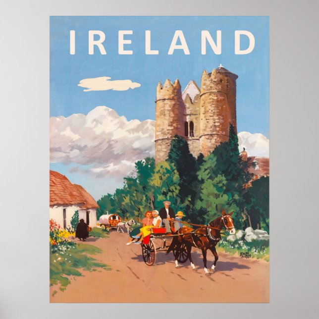 Póster Irlanda, la caravana pasa por la carretera del pue (Frente)