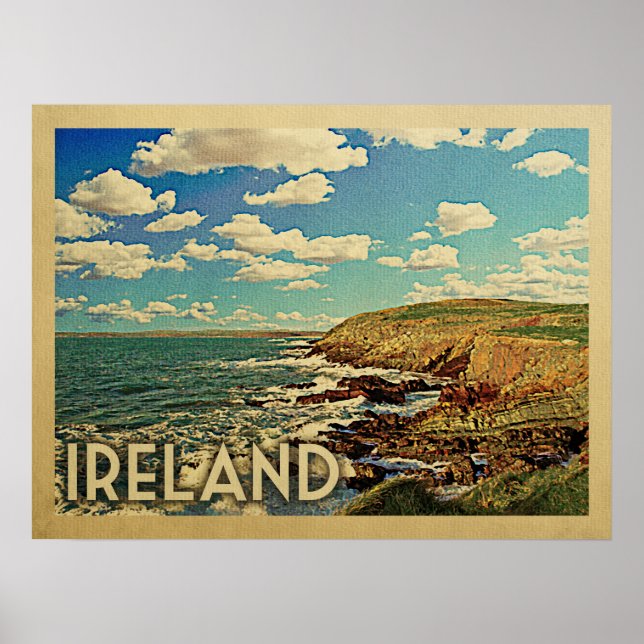 Póster Irlanda Ocean Cliffs Vintage Travel (Frente)