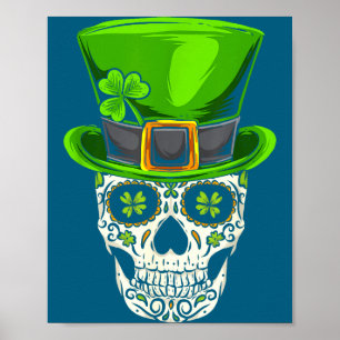 Póster Irlanda Regalo Trébol Mexicano Cráneo Irlandés San