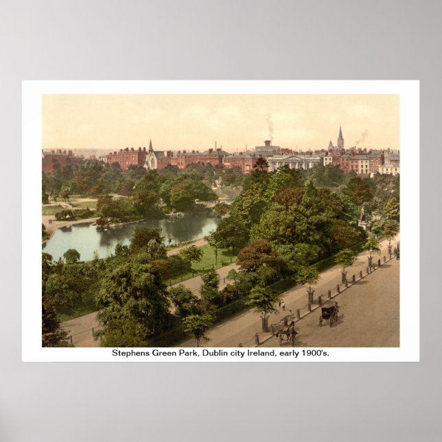 Póster Irlanda - Stephens Green Park c1900, Dublín (Frente)