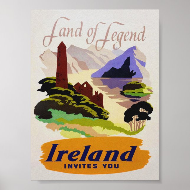 Póster Irlanda, Tierra de Leyenda, Poster de Viajes Vinta (Frente)