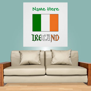 Póster Irlanda y bandera irlandesa con personalización ve