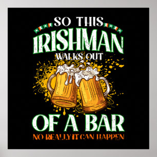 Póster irlandés bebiendo cerveza día de San Patricio