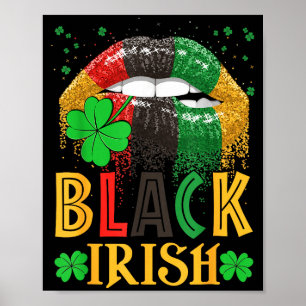Póster Irlandés negro labios goteando Día de San Patricio