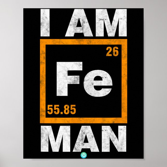 Póster Iron (fe) Man Funny Periodic Elemen Gift  (Frente)