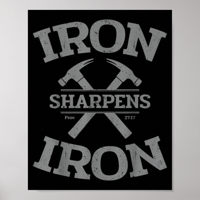 Póster Iron Sharpens Iron Proverbs 27_17 Gym Workout Men  (Frente)