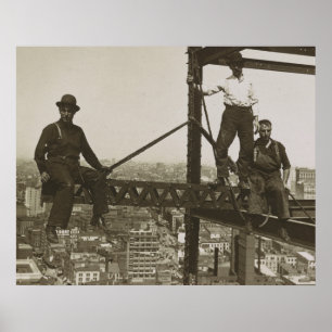 Póster Iron Workers Vintage NYC Building Skyscraper