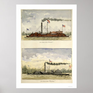 Póster Ironclads Essex y Choctaw por Stouffer 1864