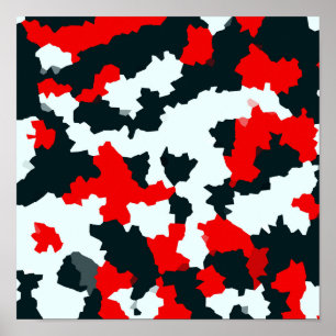 Póster Irregular Crystaline Resumen Camo Rojo Mosaico