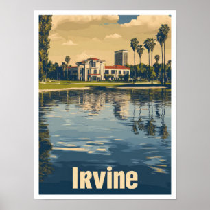 Póster Irvine California Art Vintage Travel Ilustracion