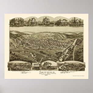 Póster Irvona, Pa Panoramic Map - 1895