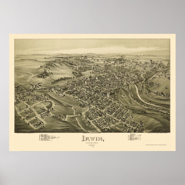 Póster Irwin, mapa panorámico de la AP - 1897 (Frente)