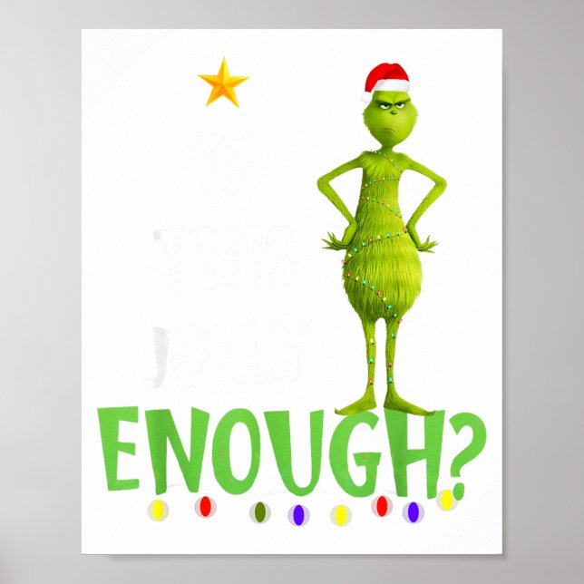 Póster Is This Jolly Enough Green Merry Christmas Tree Li (Frente)