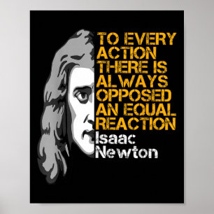 Póster Isaac Newton Acción Y Reacción Inspirador Quo
