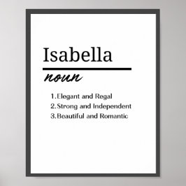 Póster Isabella, definición de nombre Chica personalizado