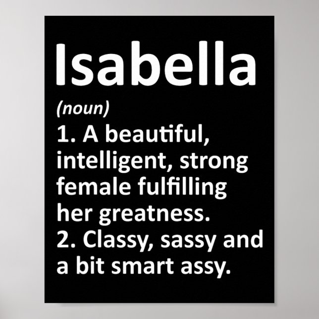 Póster Isabella Definition Personalized Name Funny Christ (Frente)