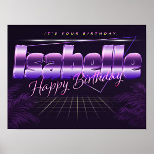 Póster Isabelle Name Vorname lila retro Poster Geburtstag
