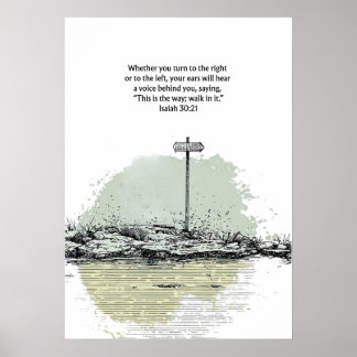 Póster Isaiah 30:21 Christian Wall Art Faith Decor