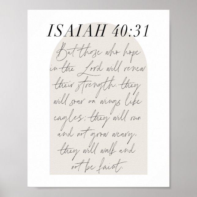 Póster Isaiah 40:31 Arco Mínimo Boho Beige (Frente)