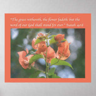 Póster Isaiah 40:8 Poster (Alabama Sunset Bougainvilleas)