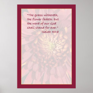 Póster Isaiah 40:8 Scripture Print (Red Mum)