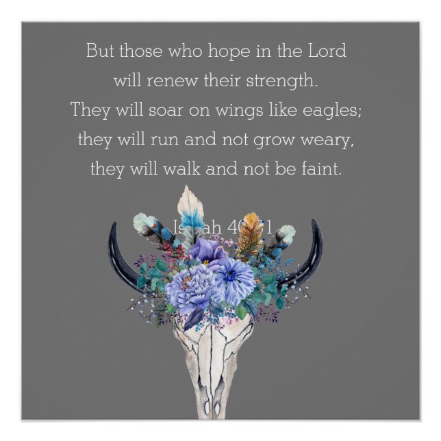Póster Isaiah 40 Hope Bible Verse Boho Skull (Anverso)