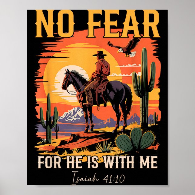 Póster Isaiah 41_10 Cowboy Bible Verse Christian Western  (Frente)