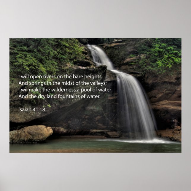 Póster Isaiah 41:18 Cascada (Frente)