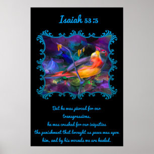 Póster Isaiah 53:5 Hermoso resplandor de color arcoiris