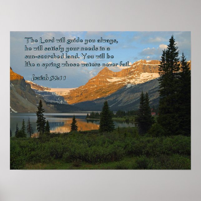 Póster Isaiah 58:11 Mountain Sunset (Frente)