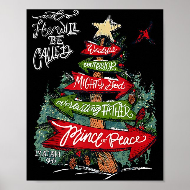 Póster Isaiah 9_6 And He Will Be Called Jesus Christmas C (Frente)
