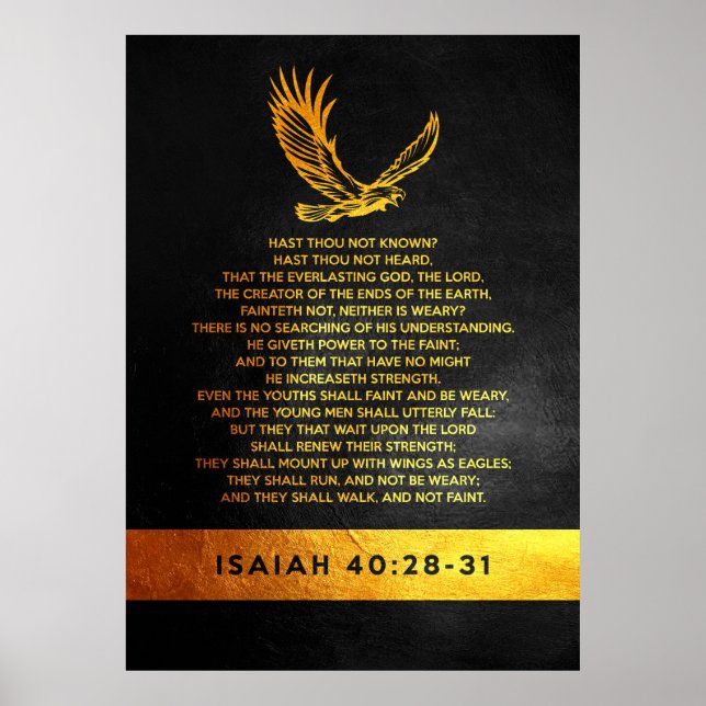 Póster Isaías 40:28-31 Verse de la Biblia (Frente)