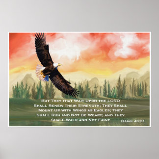 Póster Isaías 40:31 Biblia Verse Mount on Wings