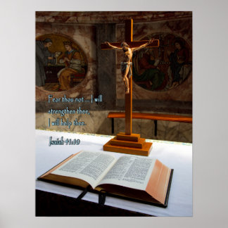 Póster Isaías 41:10 Biblia y Cruz