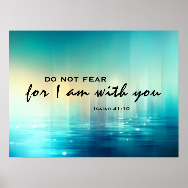 Póster Isaías 41:10 Estoy contigo Biblia Verse Azul (Frente)