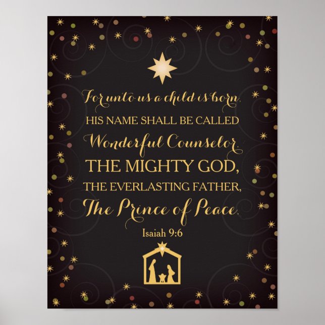 Póster Isaías 9:6 Para Unto Us Nace Un Niño (11x14) (Frente)