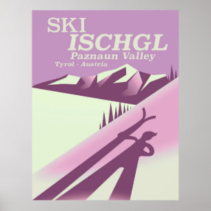 Póster Ischgl de esquí, valle del Tirol de Paznaun