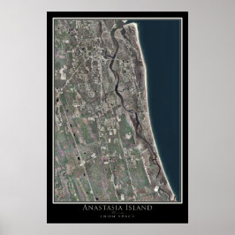 Póster Isla Anastasia Florida Desde Mapa De Satélites Esp
