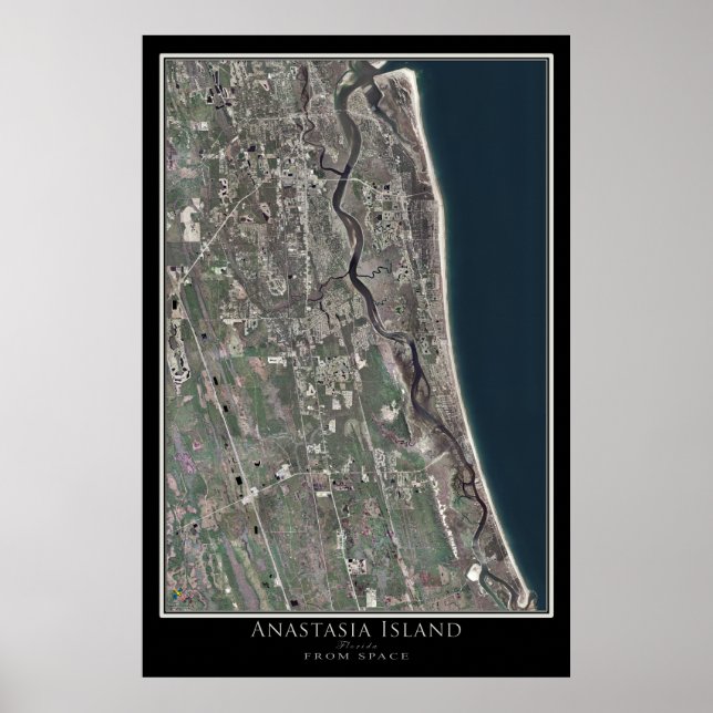 Póster Isla Anastasia Florida Desde Mapa De Satélites Esp (Frente)