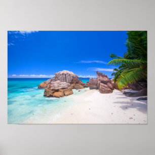 Póster Isla azul tropical de la playa de Sandy del mar