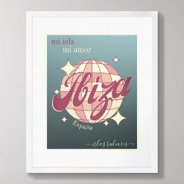 Póster Isla balear de Ibiza Poster azul elegante