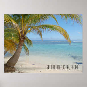 Póster Isla Caribeña Tropical Belice Playa y Palmeras