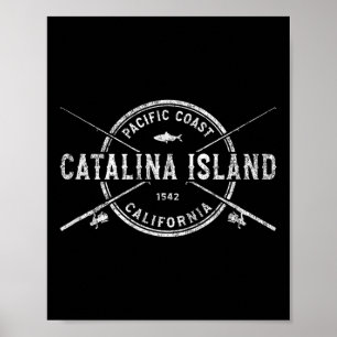 Póster Isla Catalina Ca Varas de Pescar Cruzadas Vintage