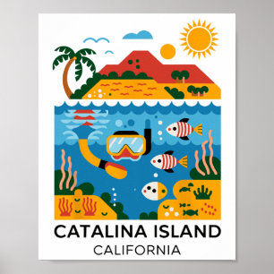 Póster Isla Catalina California Senderismo 