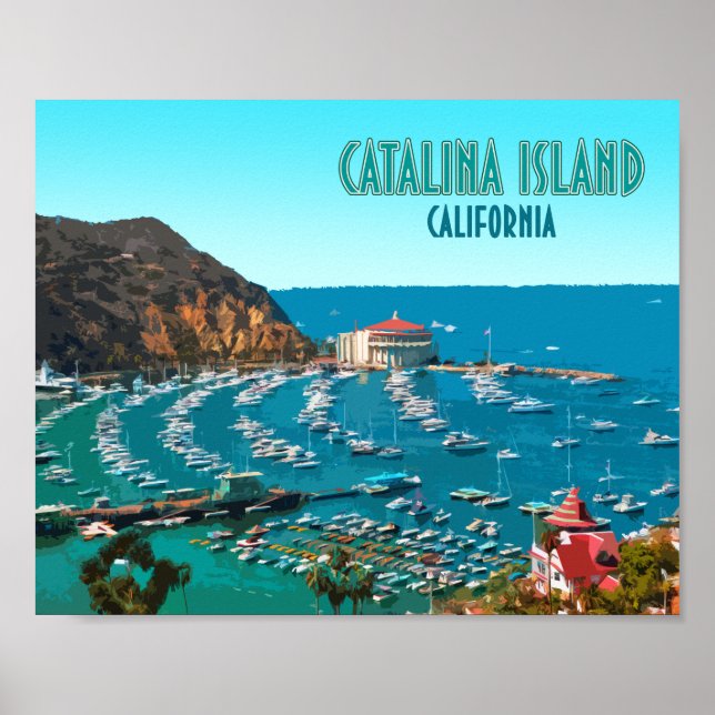 Póster Isla Catalina Santa Catalina California Vintage (Frente)