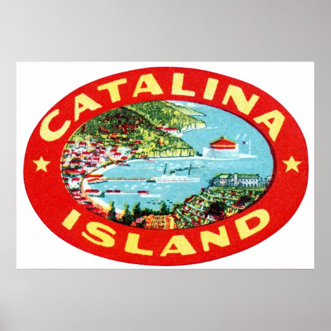 Póster Isla Catalina Vintage California (Frente)
