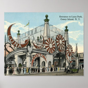 Póster Isla Coney, entrada, inspirada en la época de la c