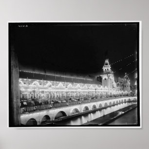 Póster Isla Coney, Luna Park de noche, Nueva York