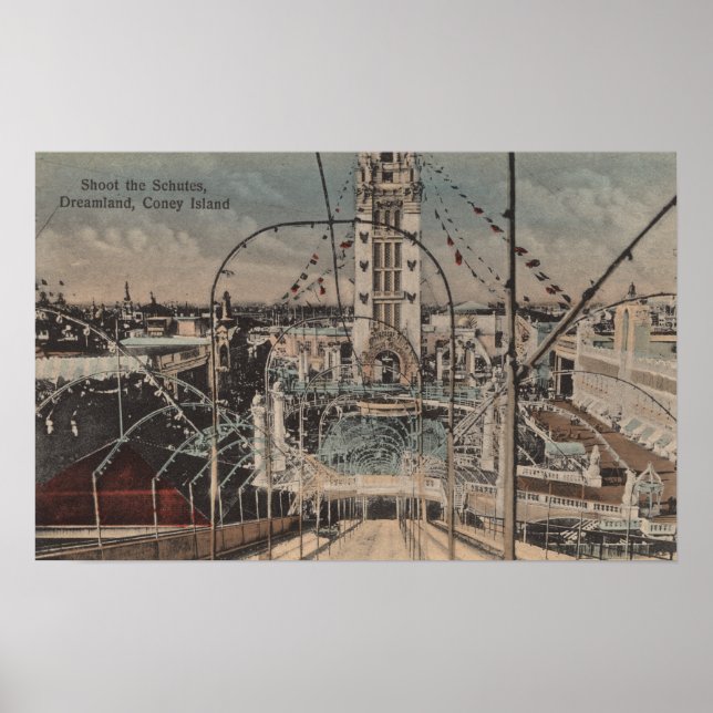 Póster Isla Coney, Nueva York - Disparen a Schutes Ride (Frente)